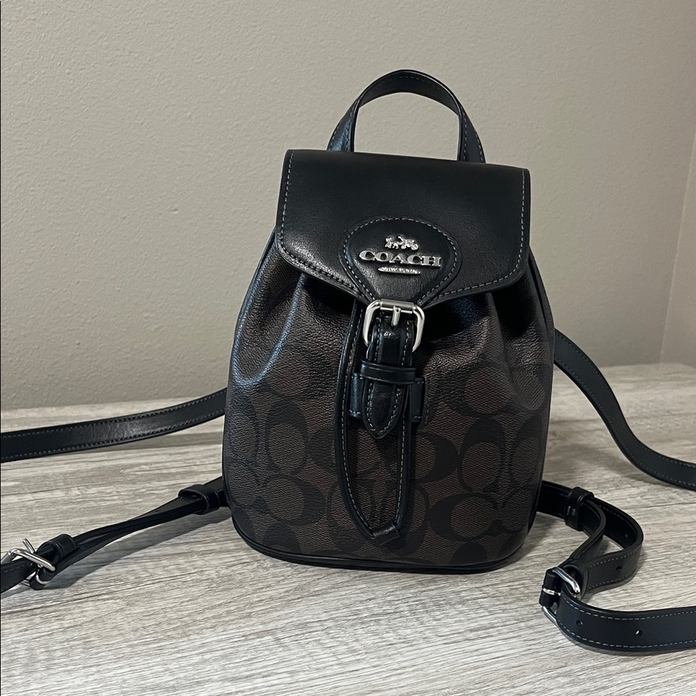 Coach Black and Brown Signature Backpack